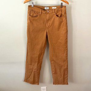 Kensie Vintage Luxe High Rise Slim Straight Jeans Size 10  Tan Raw-Hem